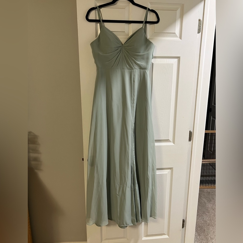 Azazie bridesmaid dress in agave size 2